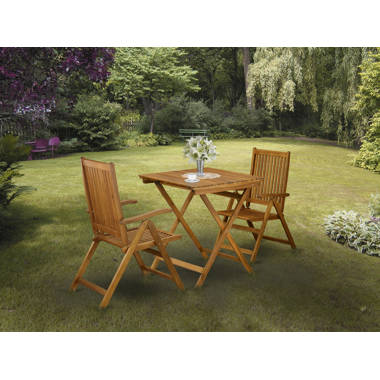 Small wooden garden discount table and 2 chairs